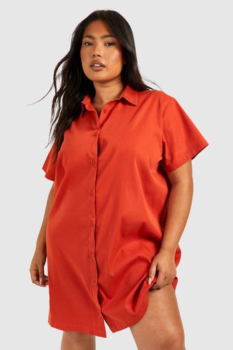 Womens Plus Poplin Short Sleeve Oversized Shirt Dress - - 18 - boohoo - Modalova