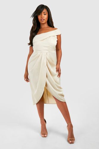 Womens Plus Satin Corset Shoulder Wrap Midi Dress - - 26 - boohoo - Modalova