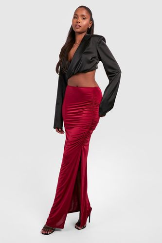 Womens Ruched Maxi Skirt - Red - 10 - boohoo - Modalova