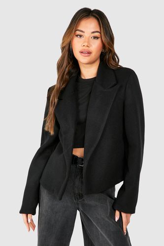 Womens Shoulder Pad Cropped Wool Look Jacket - - 8 - boohoo - Modalova