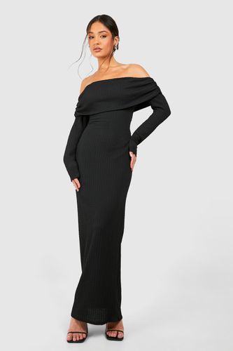 Womens Petite Crinkle Texture Bardot Maxi Dress - - 14 - boohoo - Modalova