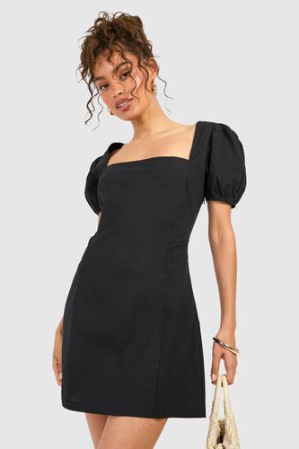 Womens Cotton Puff Sleeve Mini Dress - - 14 - boohoo - Modalova