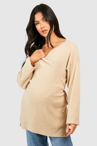 Womens Maternity Soft Rib Wrap Top - - 10 - boohoo - Modalova