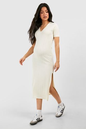 Womens Maternity Soft Rib Short Sleeve Midi Dress - - 12 - boohoo - Modalova