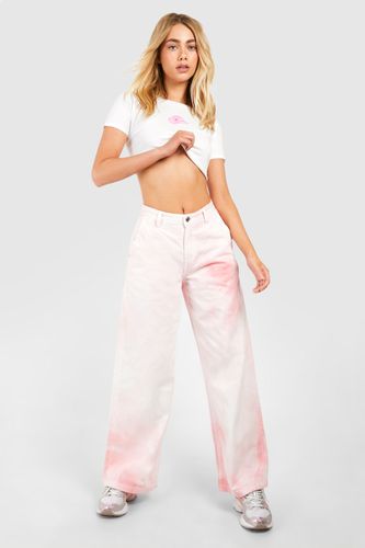 Womens Pink Tie Dye Jeans - 14 - boohoo - Modalova