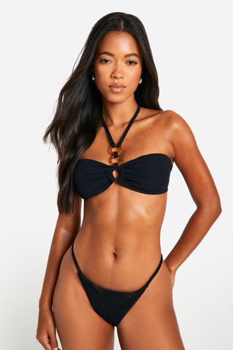 Womens Textured Halterneck O-ring Bikini Set - - 10 - boohoo - Modalova