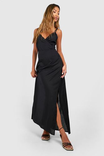 Womens Ring Detail Linen Maxi Dress - - 10 - boohoo - Modalova