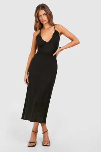 Womens Linen Look Strappy Midaxi Dress - - 12 - boohoo - Modalova