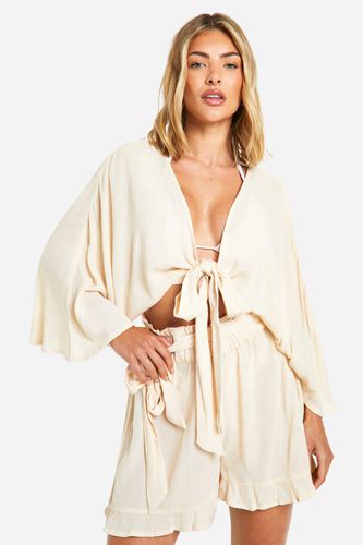 Womens Cheesecloth Tie Front Beach Shirt - - L - boohoo - Modalova