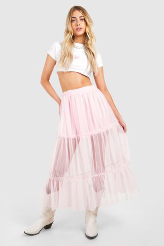 Womens Tulle Maxi Skirt - Pink - 10 - boohoo - Modalova