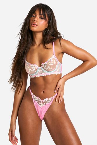 Womens Strawberry Embroidered Balcony Bra - - 36D - boohoo - Modalova