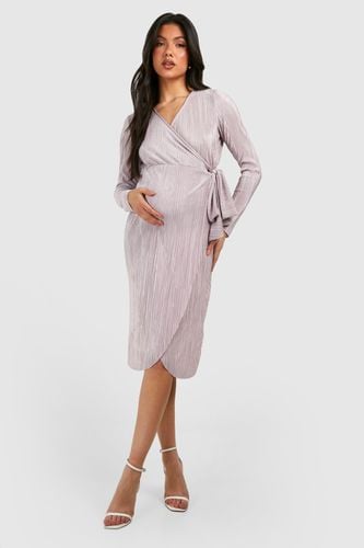 Womens Maternity Plisse Wrap Belted Midi Dress - - 12 - boohoo - Modalova