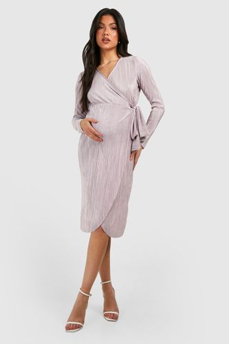 Womens Maternity Plisse Wrap Belted Midi Dress - - 14 - boohoo - Modalova