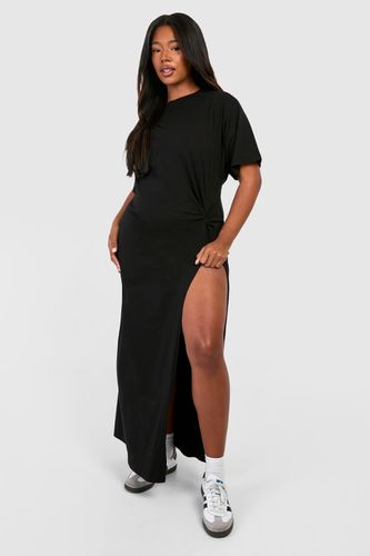 Womens Plus Knot Detail High Split T-shirt Dress - - 16 - boohoo - Modalova