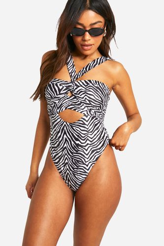 Womens Zebra Strap Detail Swimsuit - - 10 - boohoo - Modalova