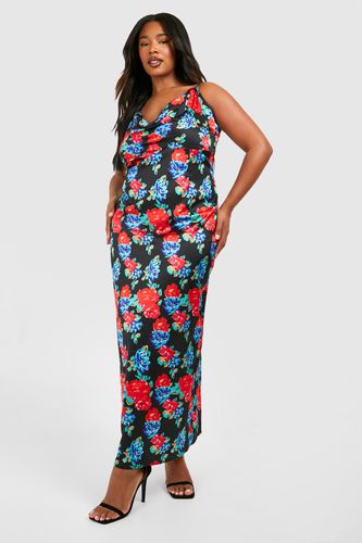 Womens Plus Floral Printed Satin Maxi Dress - - 18 - boohoo - Modalova
