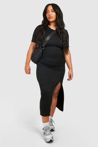 Womens Plus Super Soft Jersey Split Midaxi Column Dress - - 26 - boohoo - Modalova