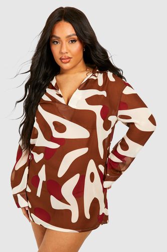 Womens Plus Abstract Print Beach Cover-up Tunic - - 24 - boohoo - Modalova