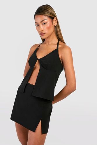 Womens Plunge Front Top & Micro Mini Skirt - - 10 - boohoo - Modalova