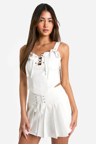 Womens Ribbon Detail Boned Corset - - 10 - boohoo - Modalova