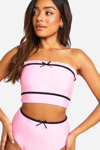 Womens Ribbon Bow Bandeau Bikini Top - - 12 - boohoo - Modalova