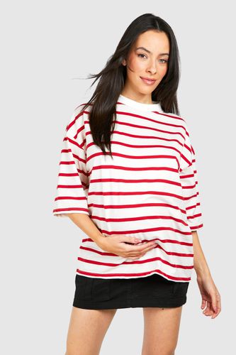 Womens Maternity Crew Neck Stripe T-shirt - - 10 - boohoo - Modalova