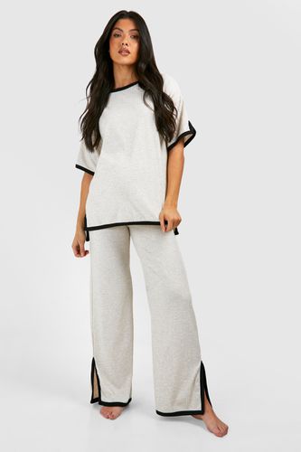 Womens Maternity Contrast Binding Rib Loungewear Set - - 16 - boohoo - Modalova