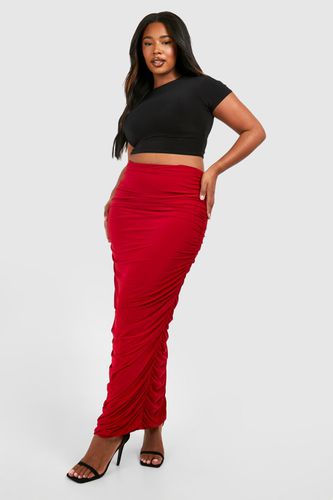 Womens Plus Ruched Slinky Maxi Skirt - - 16 - boohoo - Modalova