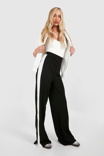 Womens Tall Crepe Side Stripe Split Hem Trousers - - 10 - boohoo - Modalova