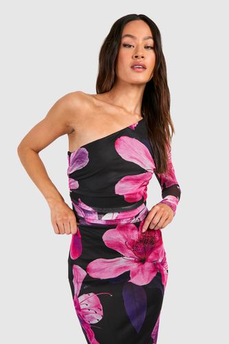 Womens Tall Floral Print Mesh One Shoulder Bodysuit - - 10 - boohoo - Modalova