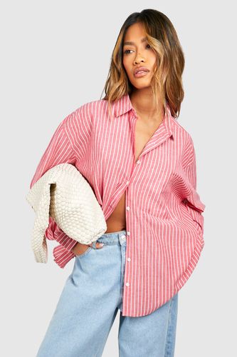 Womens Oversized Pocket Detail Fine Stripe Shirt - - 8 - boohoo - Modalova