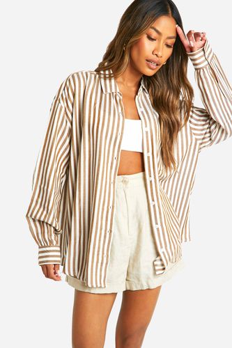 Womens Oversized Pocket Stripe Shirt - - 10 - boohoo - Modalova