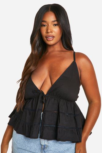 Womens Plus Cotton Crochet Trim Strappy Cami - - 16 - boohoo - Modalova