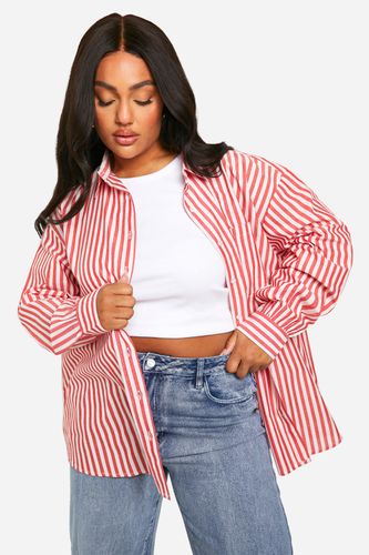 Womens Plus Oversized Pocket Detail Striped Shirt - - 18 - boohoo - Modalova