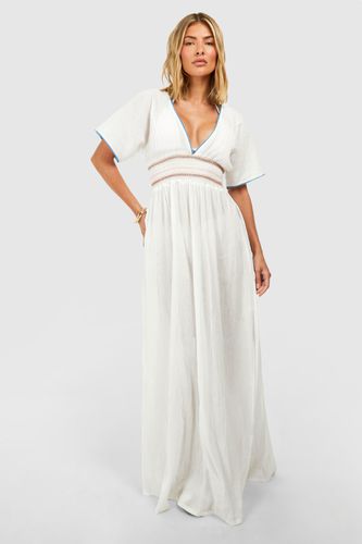 Womens Embroidered Crinkle Beach Maxi Dress - - L - boohoo - Modalova