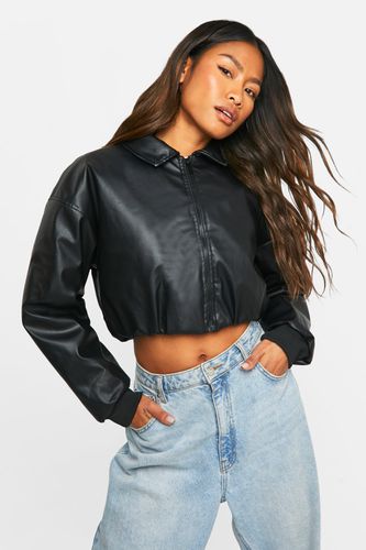 Womens Faux Leather Cropped Collar Detail Jacket - - 10 - boohoo - Modalova