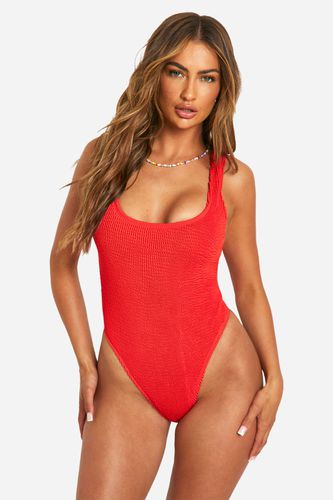 Womens Premium Crinkle Scoop Neck Swimsuit - - 12 - boohoo - Modalova