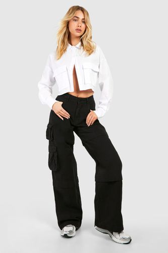 Womens Wide Leg Cargo Pocket Trouser - - XS - boohoo - Modalova