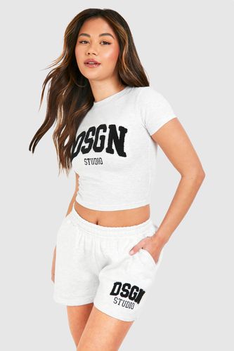 Womens Dsgn Studio Towelling Applique Sweat Short - - S - boohoo - Modalova