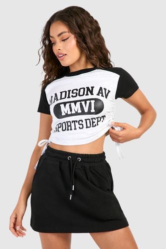 Womens Ruched Side T-shirt And Sweat Skirt Set - - L - boohoo - Modalova