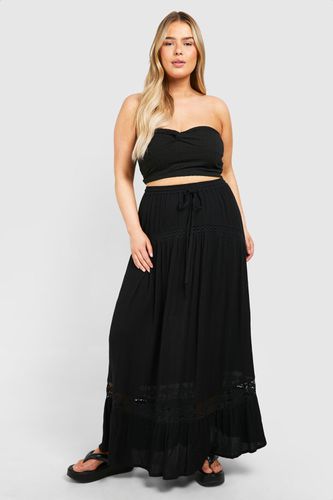 Womens Plus Lace Detail Cotton Maxi Skirt - - 16 - boohoo - Modalova