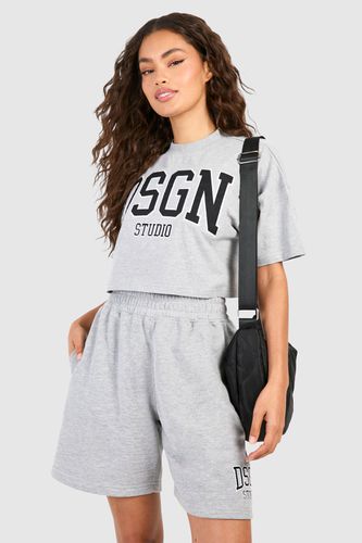 Womens Dsgn Studio Applique Crop T-shirt And Short Set - - XL - boohoo - Modalova