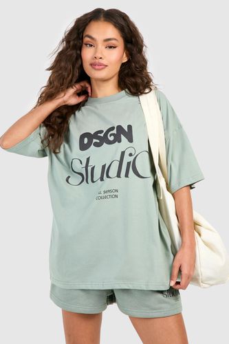 Womens Dsgn Studio Bubble Print Oversized T-shirt And Short Set - - M - boohoo - Modalova