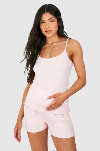Womens Maternity Ribbed Strappy Cami Pyjama Short Set - - 10 - boohoo - Modalova