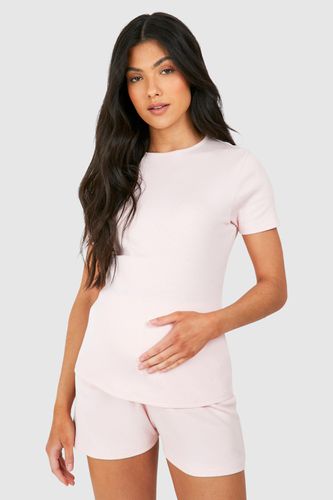 Womens Maternity Rib Lounge T-shirt And Short Set - - 16 - boohoo - Modalova