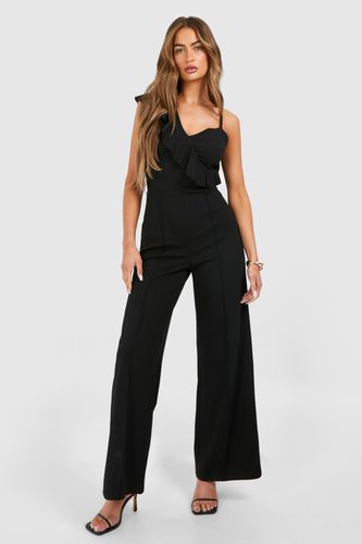 Womens Ruffle Jumpsuit - Black - 12 - boohoo - Modalova