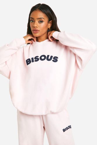 Womens Bisous Denim Applique Oversized Hoodie - - XS - boohoo - Modalova