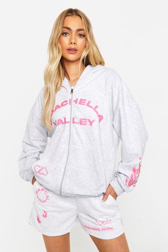 Womens Coachella Valley Multi Print Zip Through Hooded Tracksuit - - L - boohoo - Modalova