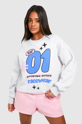 Womens Motorsport Puff Print Slogan Oversized Sweatshirt - - L - boohoo - Modalova