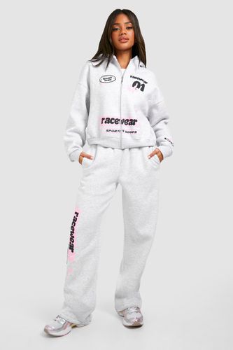 Womens Motorsport Puff Print Zip Through Hooded Tracksuit - - XL - boohoo - Modalova